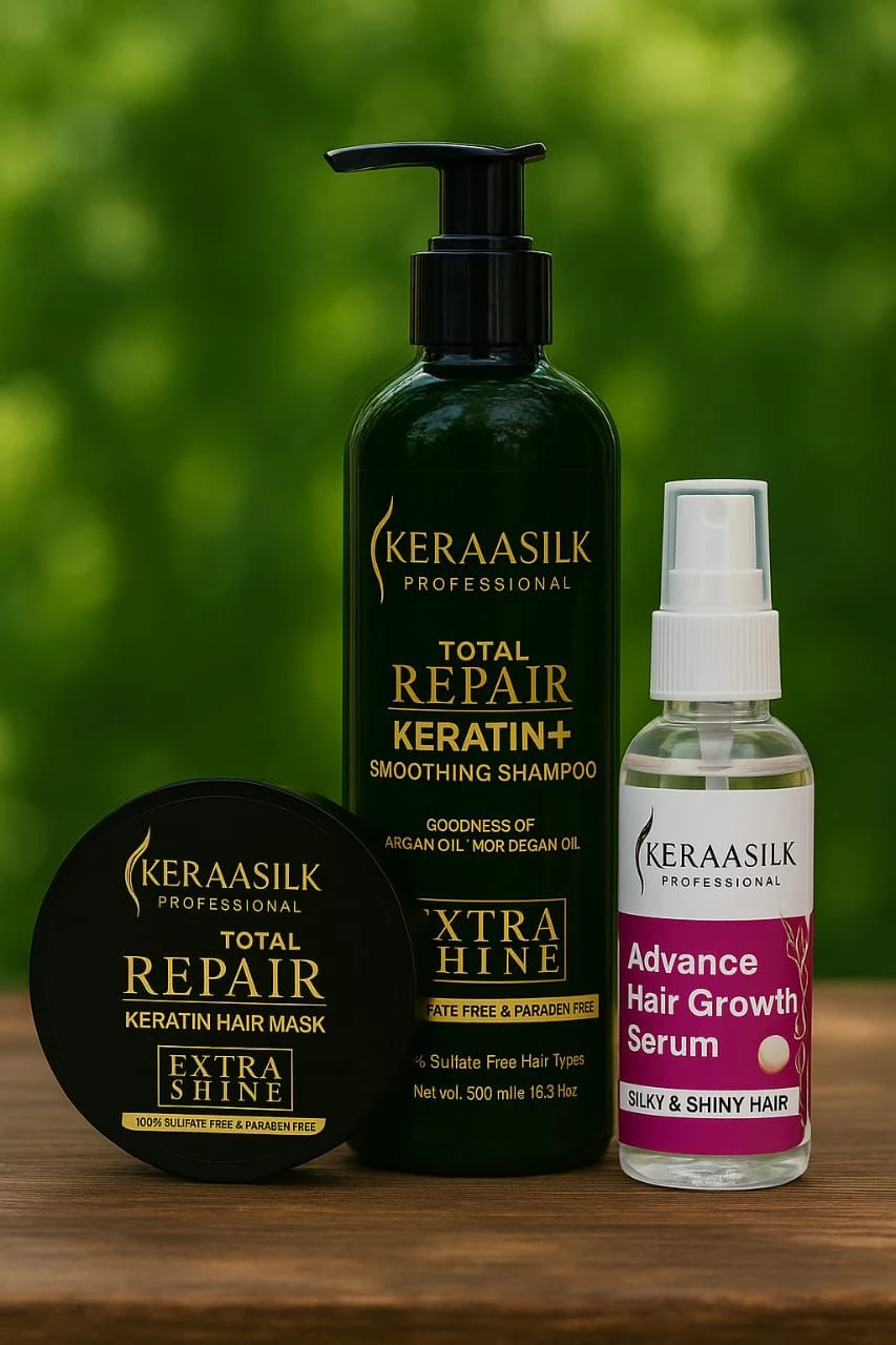 Keratin + total repair shampoo and hair mask with advance formula + Advance Hair Growth Serum